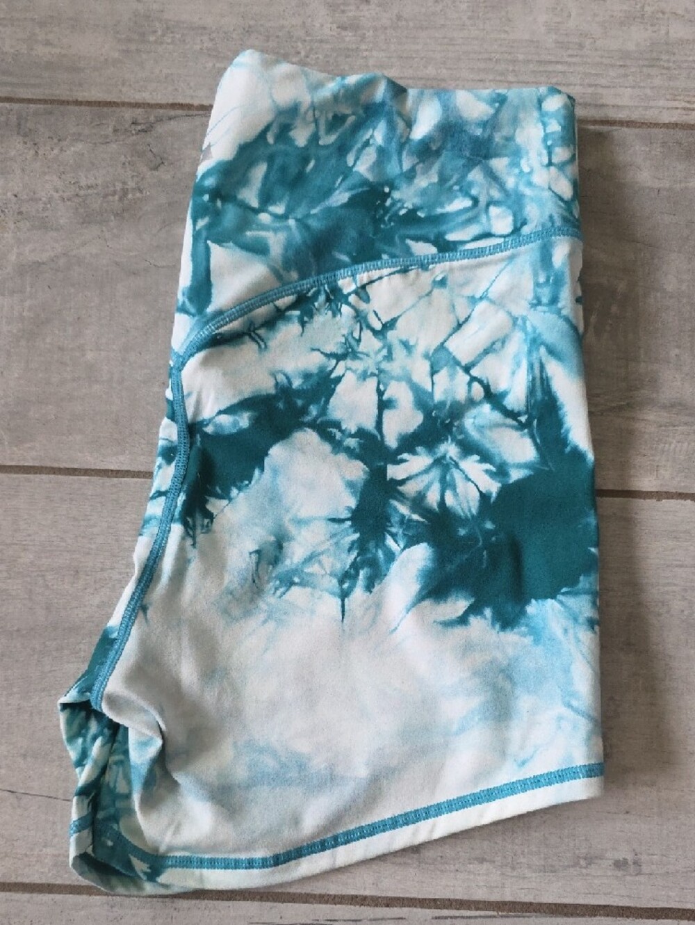 Balance Athletica Teal and White Tie-Dye Bike Shorts - Picture 2 of 10